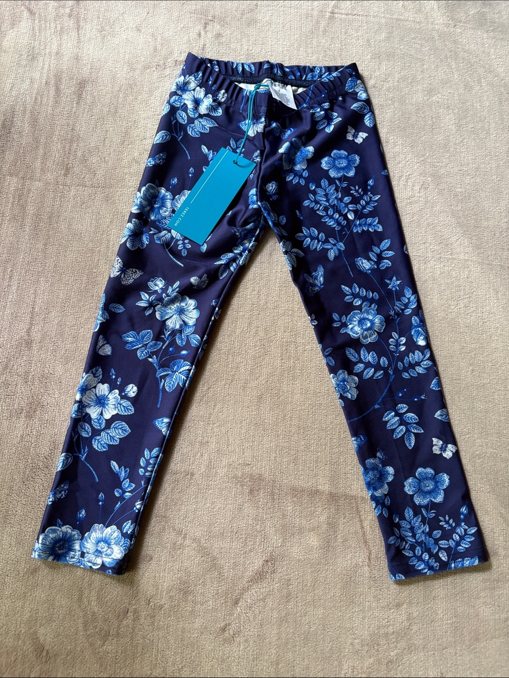 Terez Kids Navy Blue Floral Leggings